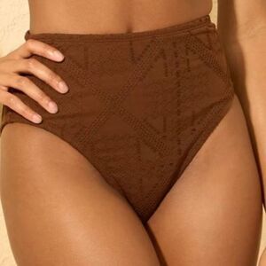 Shade & Shore Brown Crochet High Waist Swim Bottoms, Size XL, NWT